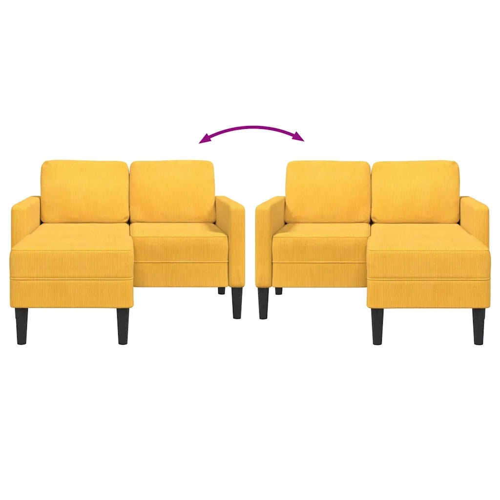 Divano 2 Posti con Chaise longue a L-Sofa 2 Posti con Chaise Giallo Chiaro 125 cm Lino
