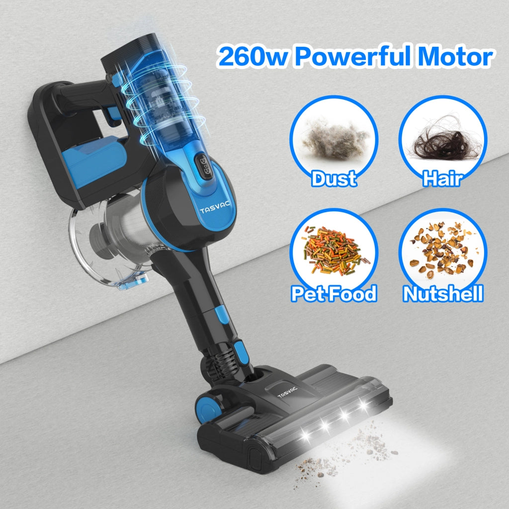 TASVAC S8 Aspirapolvere senza fili blu con display a LED e spazzola a rullo morbida