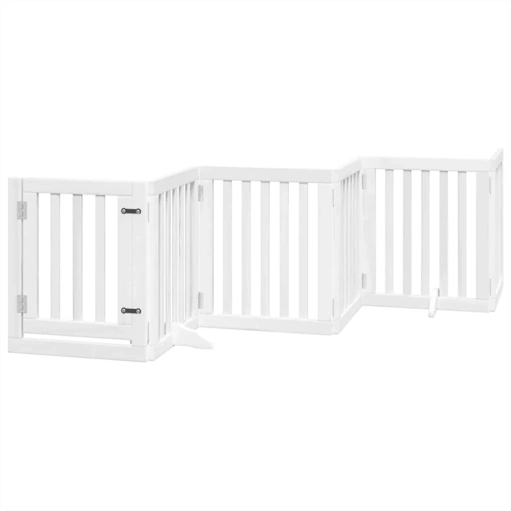 Cancelletto di sicurezza per cani porta pieghevole 15 pannelli legno di pioppo bianco 02_0023190