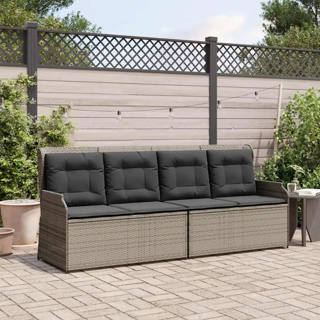 Panca Reclinabile da Giardino con Cuscini-Sgabello-Sedia da esterno Grigia in Polyrattan 966962