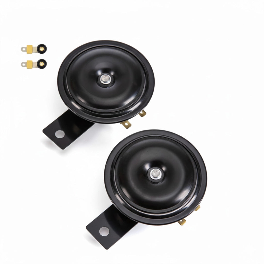 CLACSON AUTO MOTO 12V 110DB TROMBA ELETTRICA TONDA UNIVERSALE NERA 78MM CTC-419
