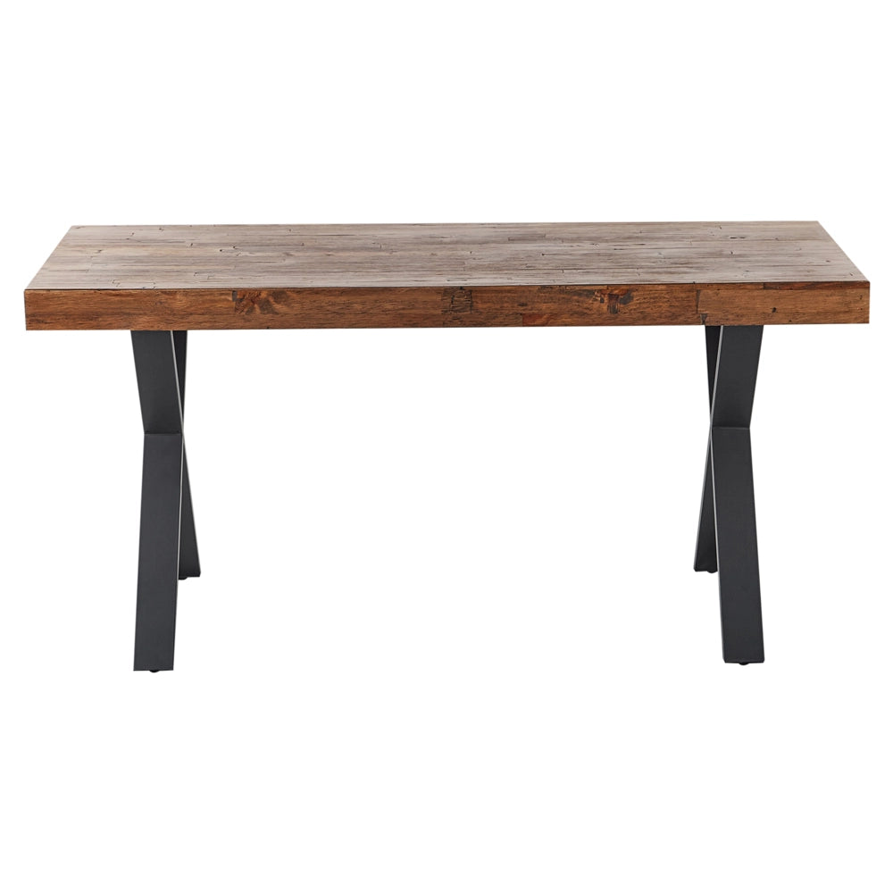 Tavolo da pranzo in legno di pino scuro MDF 160 x 90 cm Gambe stabili in metallo nero Sala da pranzo Soggiorno Stile industriale