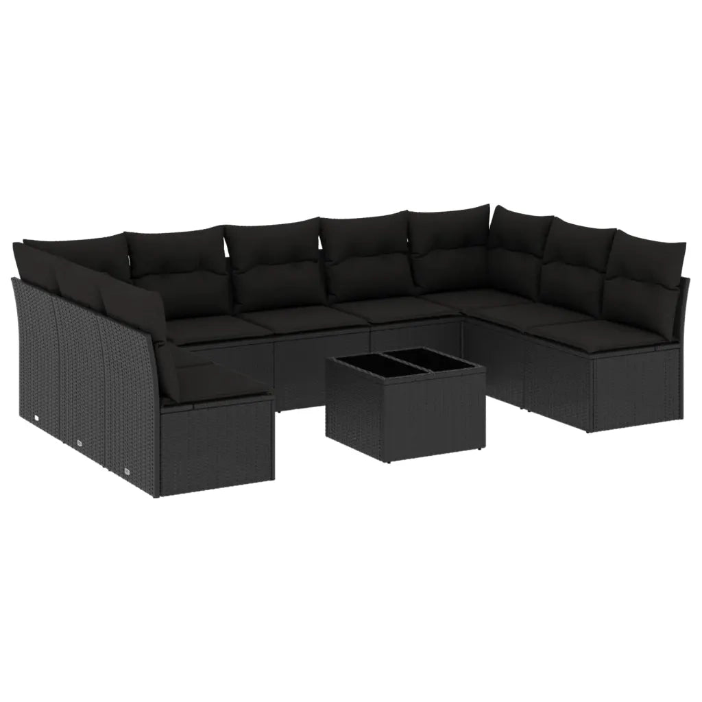 Set Divani da Giardino 10pz con Cuscini in Polyrattan Nerocod mxl 113996