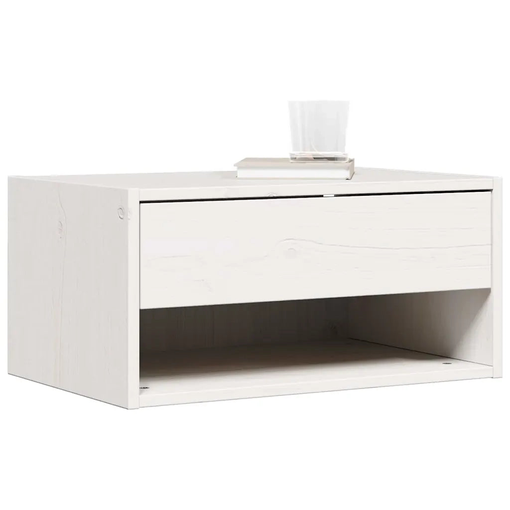 Comodino 2 pcs Bianco 50 x 32,5 x 24 cm Legno di pino massello 873478