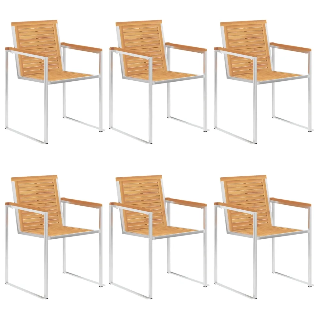 Sedie da Giardino con Cuscini 6 pz in Legno Massello di Teak 3078589