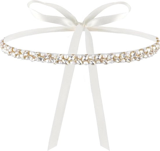 Raccordo di Sposa con Decorazioni di Cristallo e Piume Bianche Manuali per Abiti da Sposa.