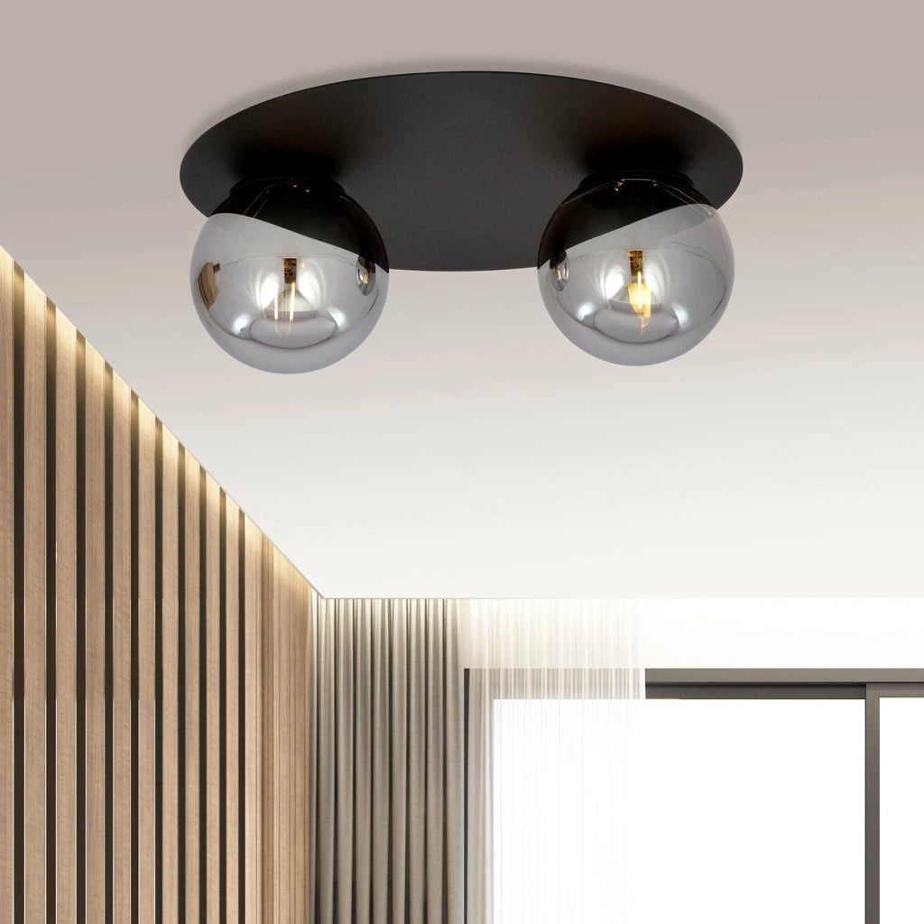 Plafoniera Emibig Solar 2 luci E14 nero/grafite metallo