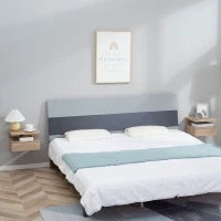 Set da 2 Comodini Moderni Sospesi con Cassetto e Ripiano in Legno 35x32x22.5cm, Rovere