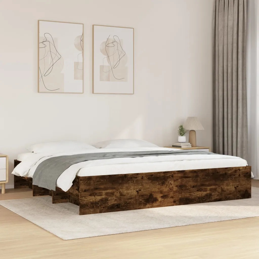 Giroletto senza Materasso Rovere Fumo 200x200 cm in Truciolato 3295629