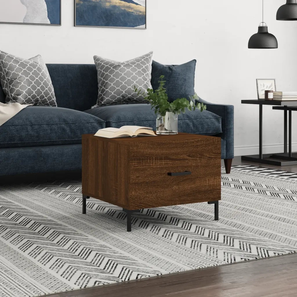 Tavolino da Salotto-Tavolino da soggiorno-Tavolo Rovere Marrone 50x50x40cm Legno Multistrato 898047