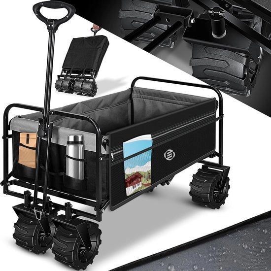 Carrello Portatile - Carrello da Spiaggia - Carrello con Ruote - Carrello con Multipli Livelli - Carrello con Ruote Sterzo - Carrello da Spiaggia Portatile
