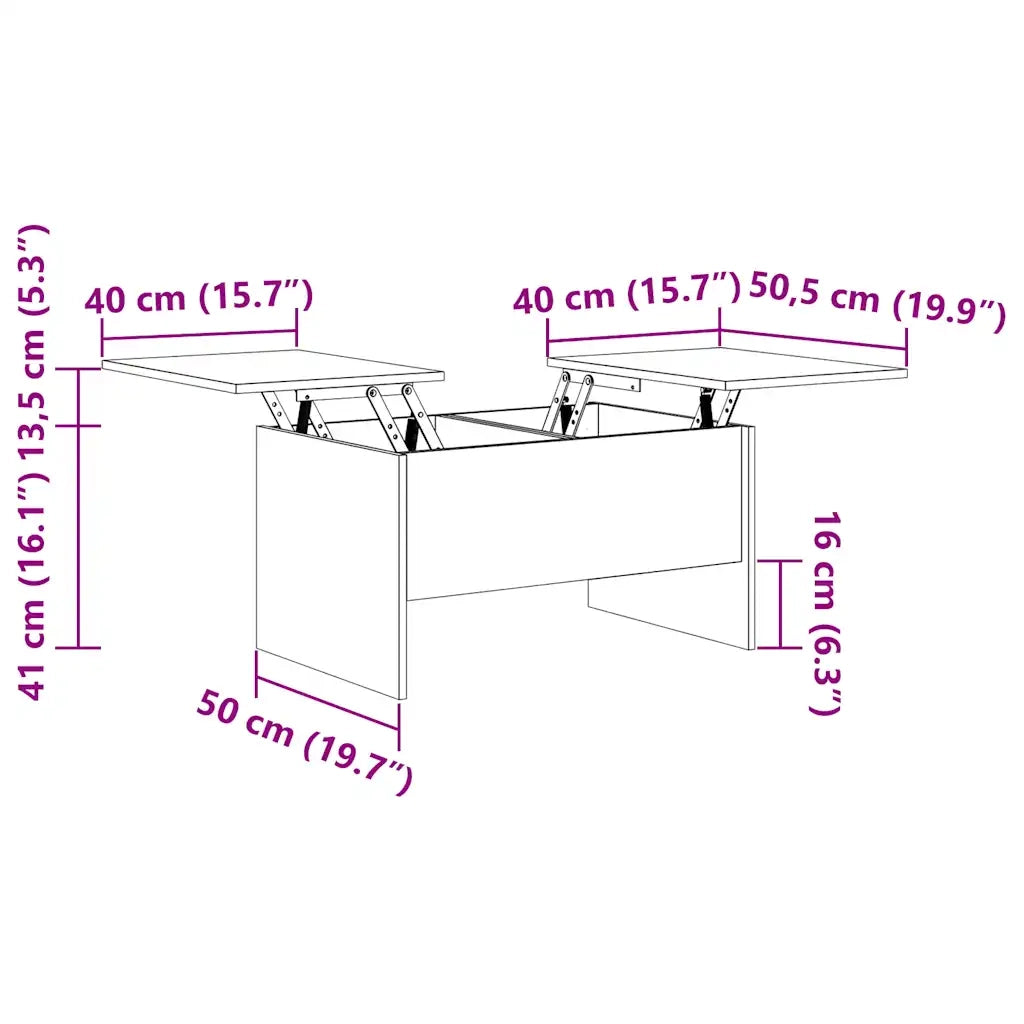Tavolino Salotto Grigio Cemento 80x50x42,5 cm Legno Multistrato 809732
