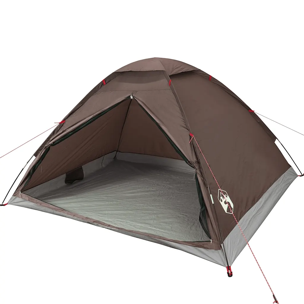 Tenda da Campeggio a Cupola per 4 Persone Marrone Impermeabile
