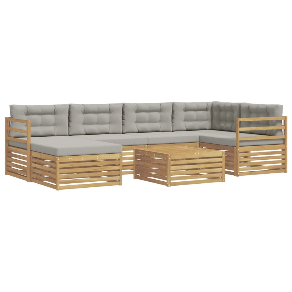 Set di divani da esterno 7 pcs Bianco e Grigio Chiaro 3390786