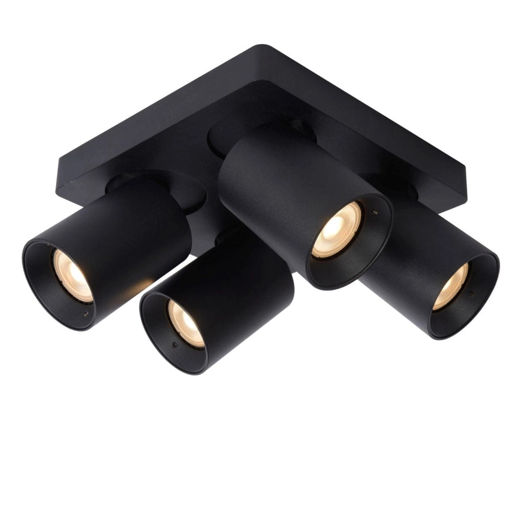 Lucide Nigel plafoniera quadrata nera 4xGU10 dimmerabile 2200K