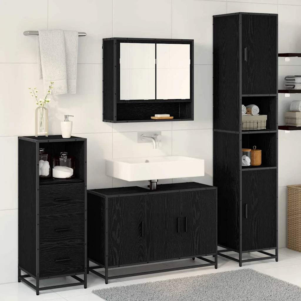 Set di mobili per il bagno con lo scaffale 3 pcs Legno vecchio 3402539
