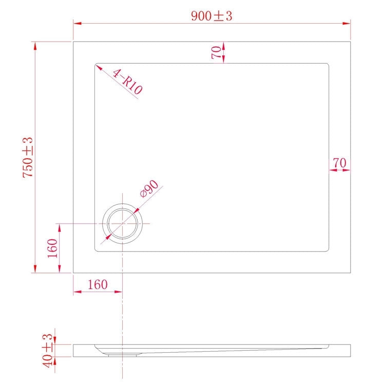 Piatto Doccia Slim 75x90x4 cm Rettangolare Acrilico Bordato Bianco Effetto Pietra mod. Flower