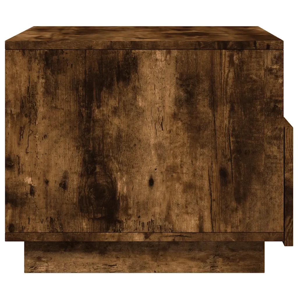 Tavolino da Soggiorno con Luci LED-Tavolino da Salotto-Tavolo Rovere Fumo 50x49x40 cm