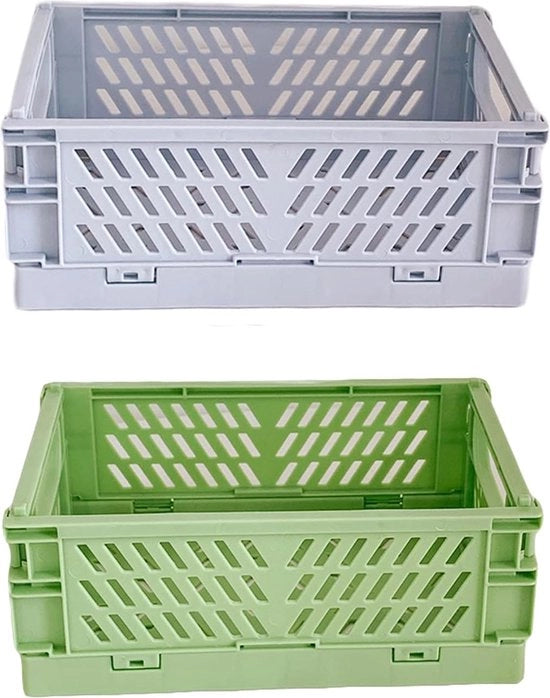 Due mini-contenitori, cassetti ripiegabili, box in plastica, per ripiano, per la cucina, per la camera da letto, per il bagno, per l'ufficio