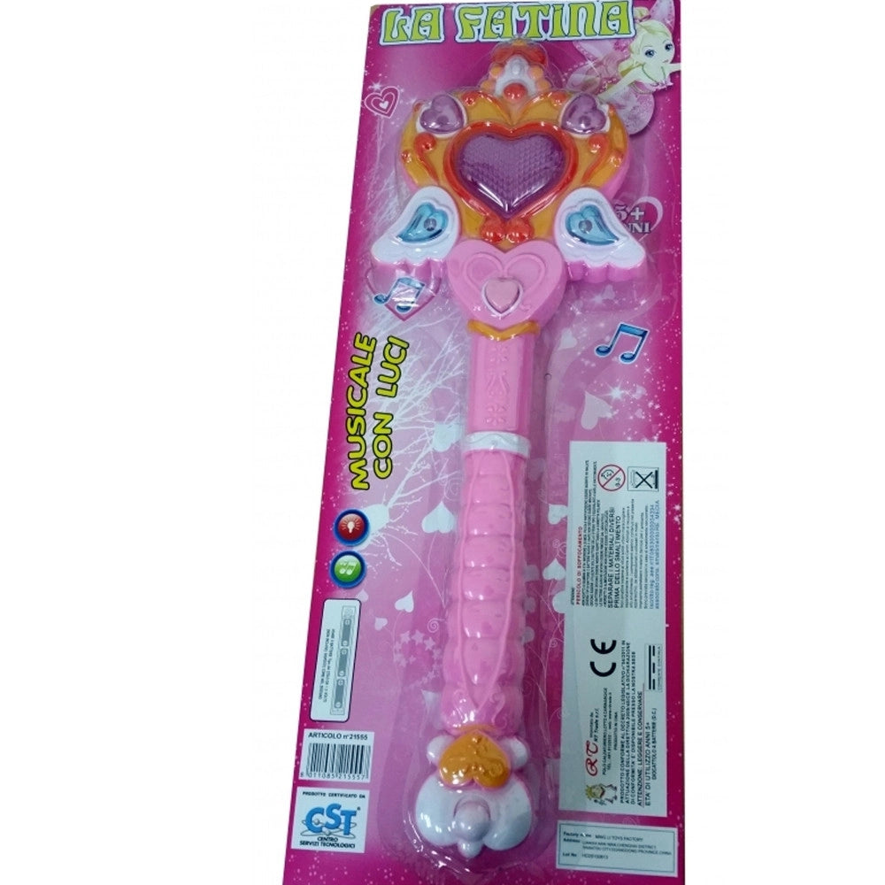 Trade Shop - Bacchetta Scettro Rosa Principessa Fatina Elsa Sailor Luci Suoni Cuore Bambine -
