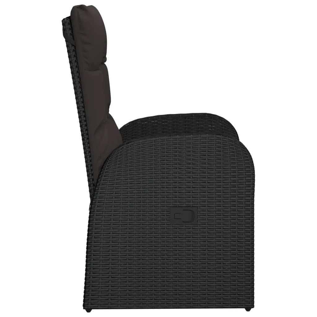 Sedie da Giardino Reclinabili 2 pz | Sedie da Esterno con Cuscini Polyrattan Nero