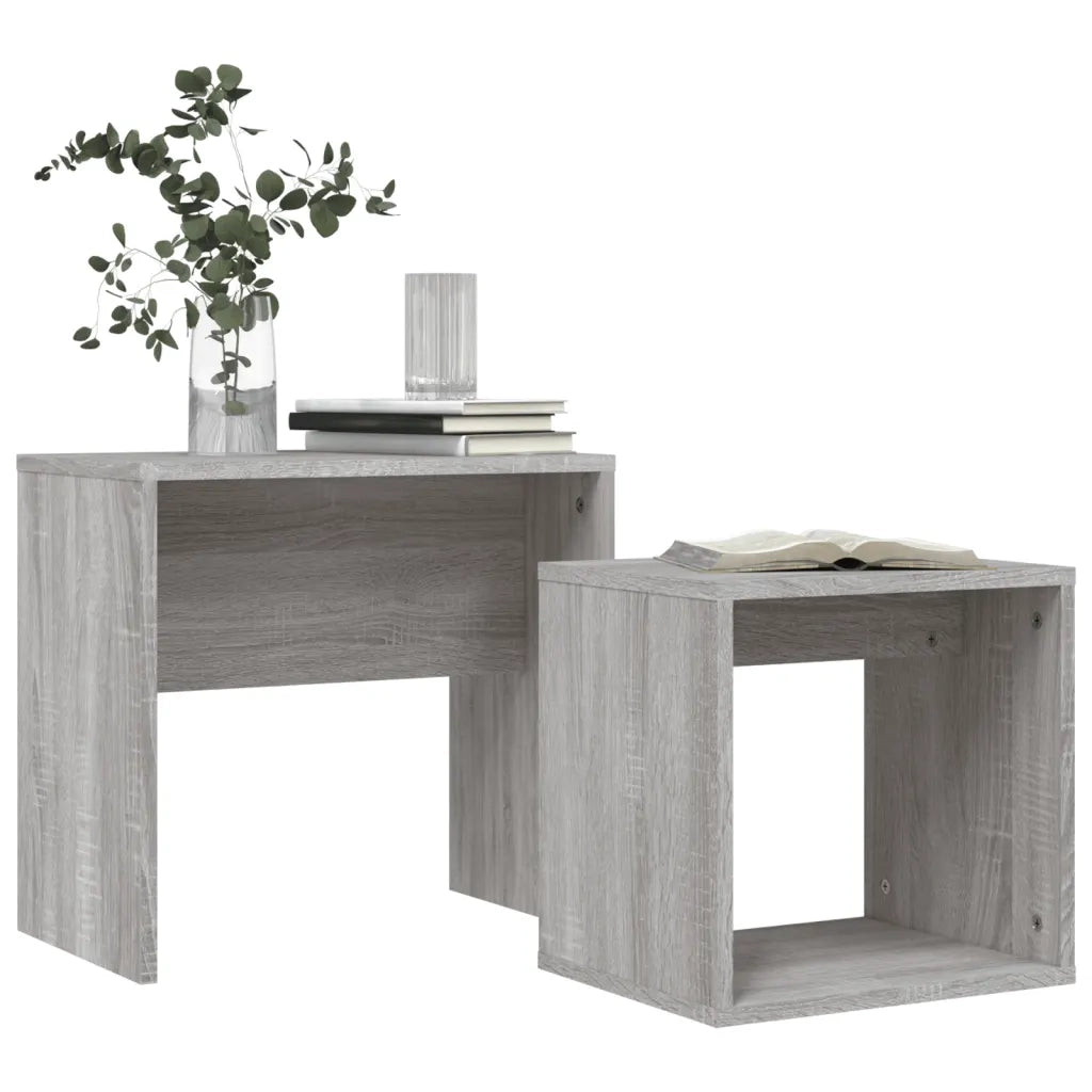 2 pz Tavolini salotto | Tavolino da caff¨¨ | Tavolino da Soggiorno Impilabili Grigio Sonoma Legno Multistrato