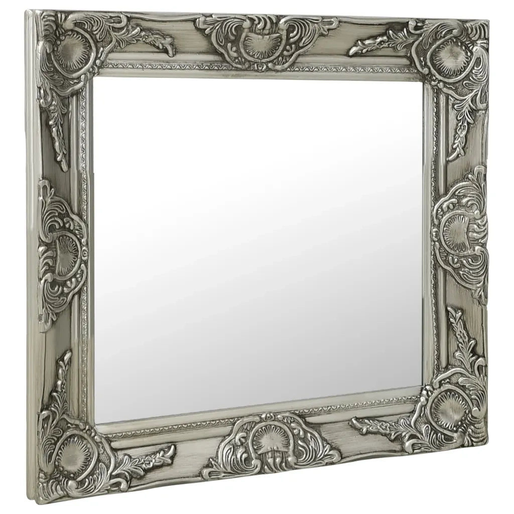 Specchio da Parete Stile Barocco-Specchio a Muro-Specchio Decorativo 60x60 cm Argento