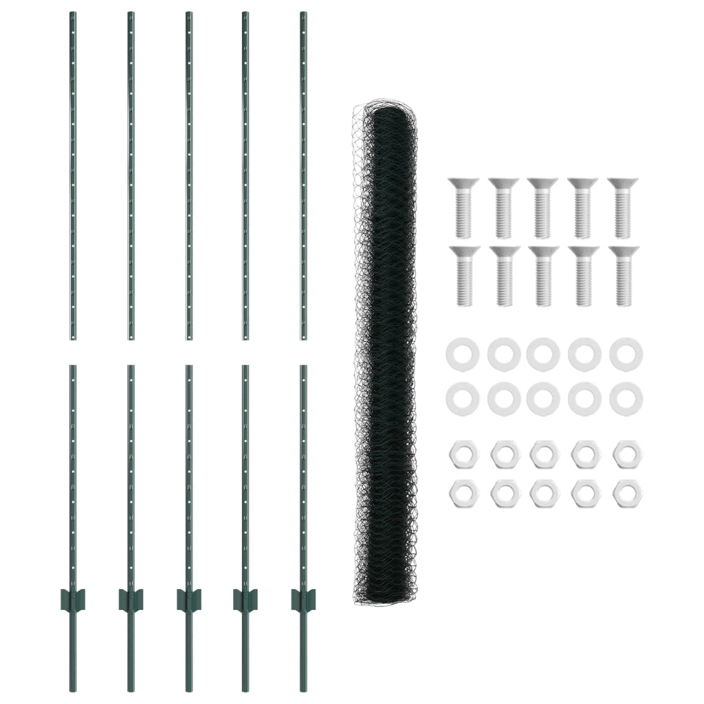 Pali da Recinzione  5 pz U-Channel Verde 150 cm Acciaio