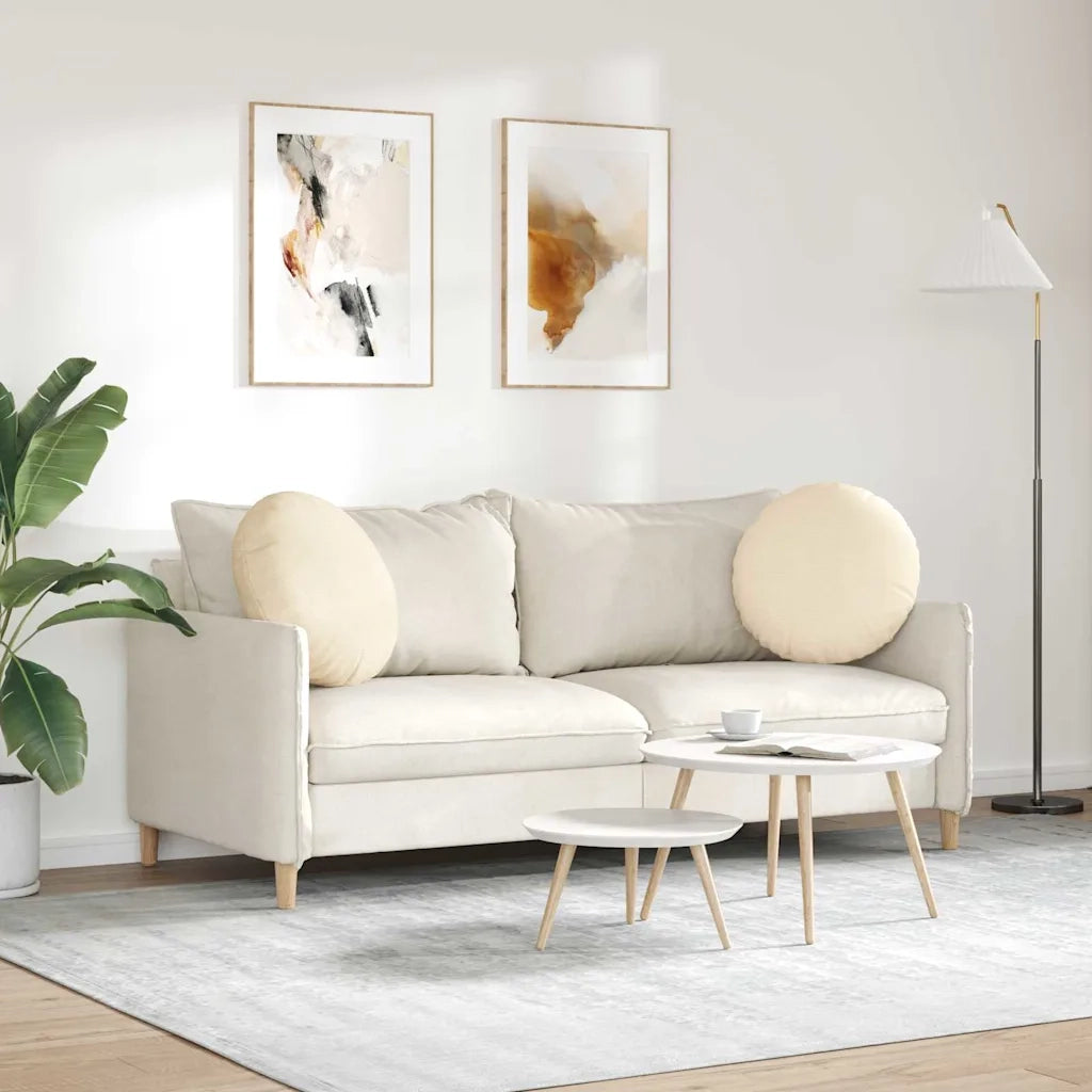 Cuscini per Seduta 2 pcs Crema Ø50 x 19 cm Tessuto in Cords
