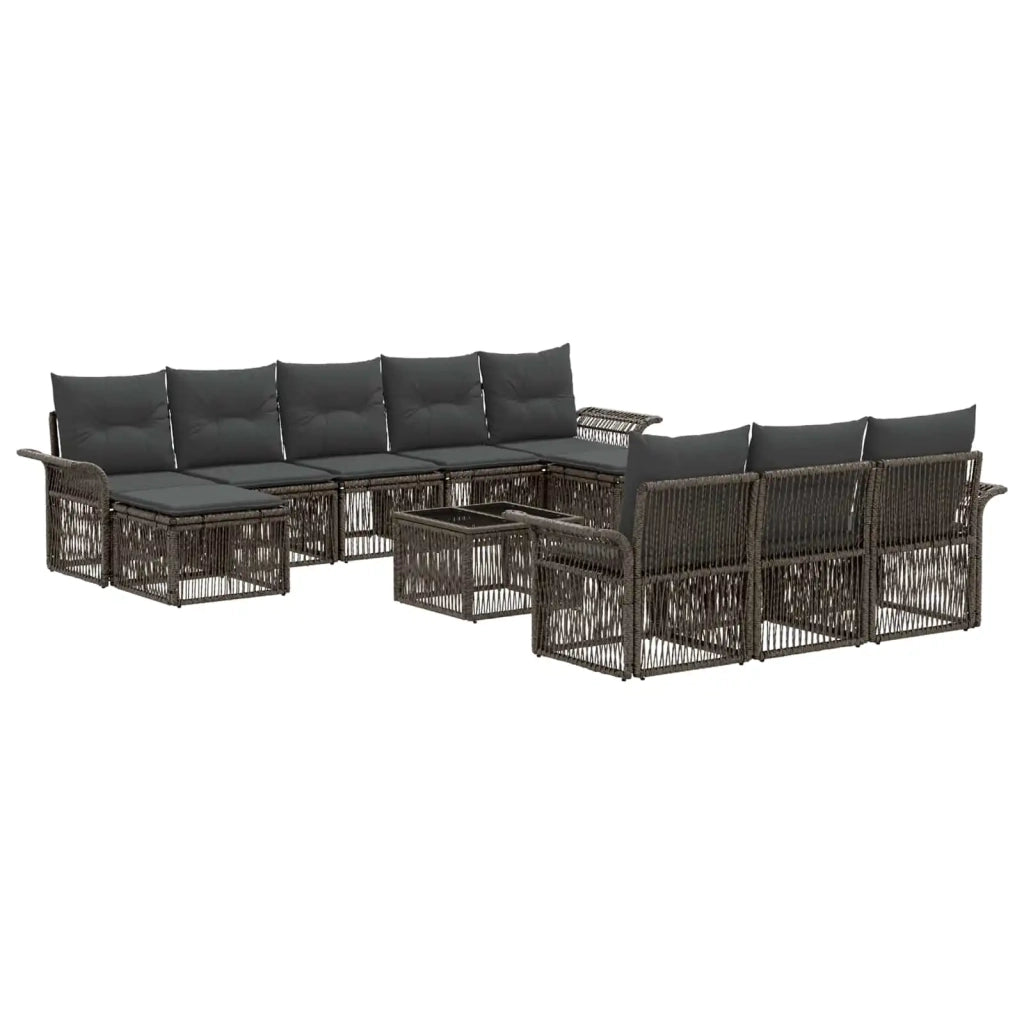 Set Divano da Giardino 11 pcs Grigio polyrattan
