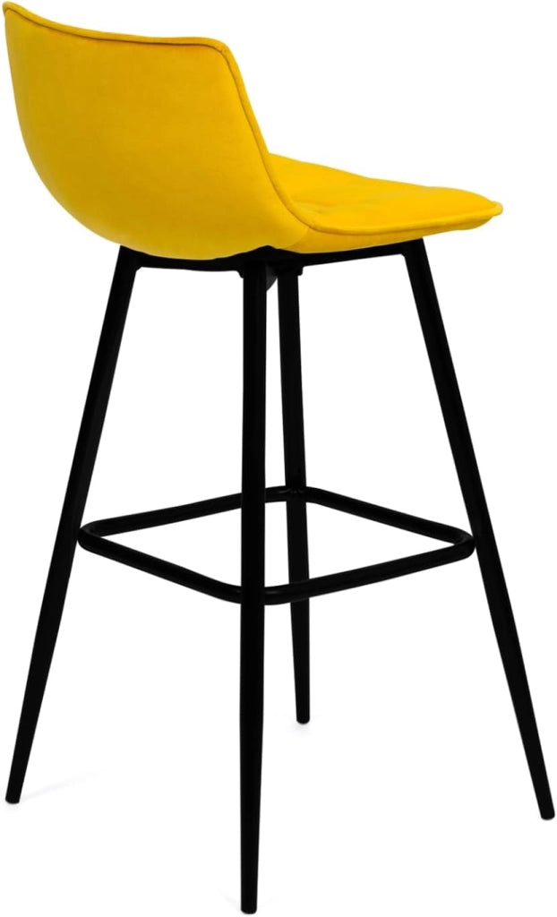 Set di 4 sgabelli da bar in velluto blu, grigio chiaro, grigio scuro, giallo MADY