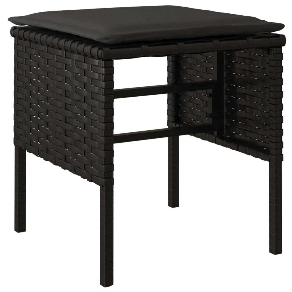 Poggiapiedi da Giardino con Cuscini 4 pz Nero in Polyrattan CFW3677143