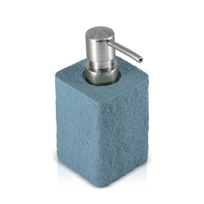 Dispenser sapone da appoggio turchese cobalto in resina effetto pietra