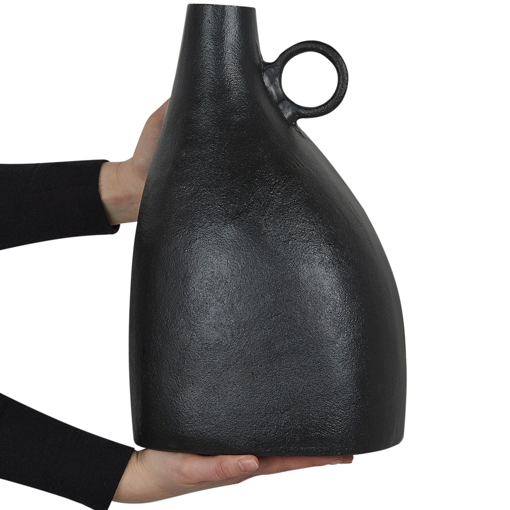Vaso decorativo in metallo alluminio nero 36 cm decorazione casa accessorio