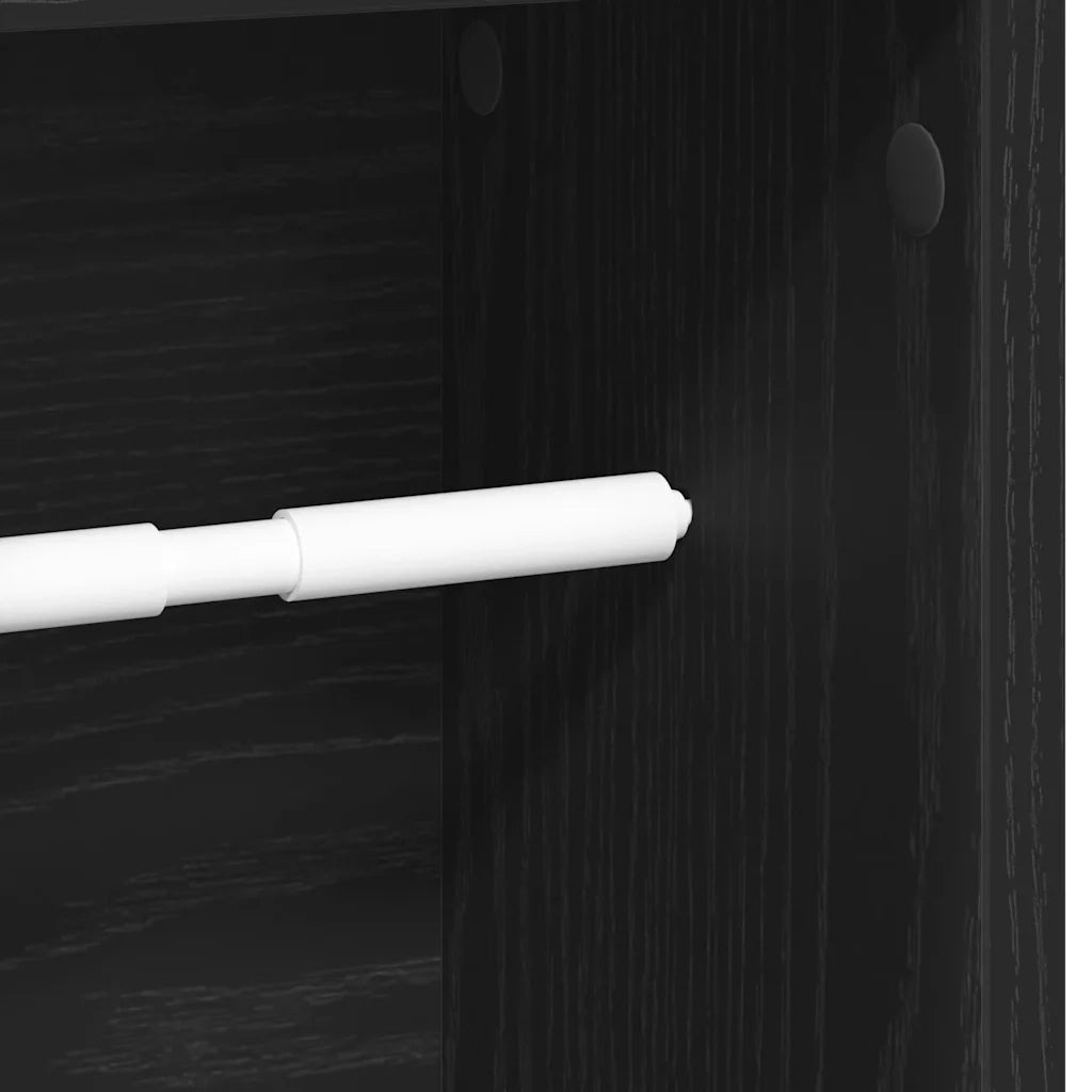 Mobile da Bagno con Portarotolo Nero 20,5x20x90 cm