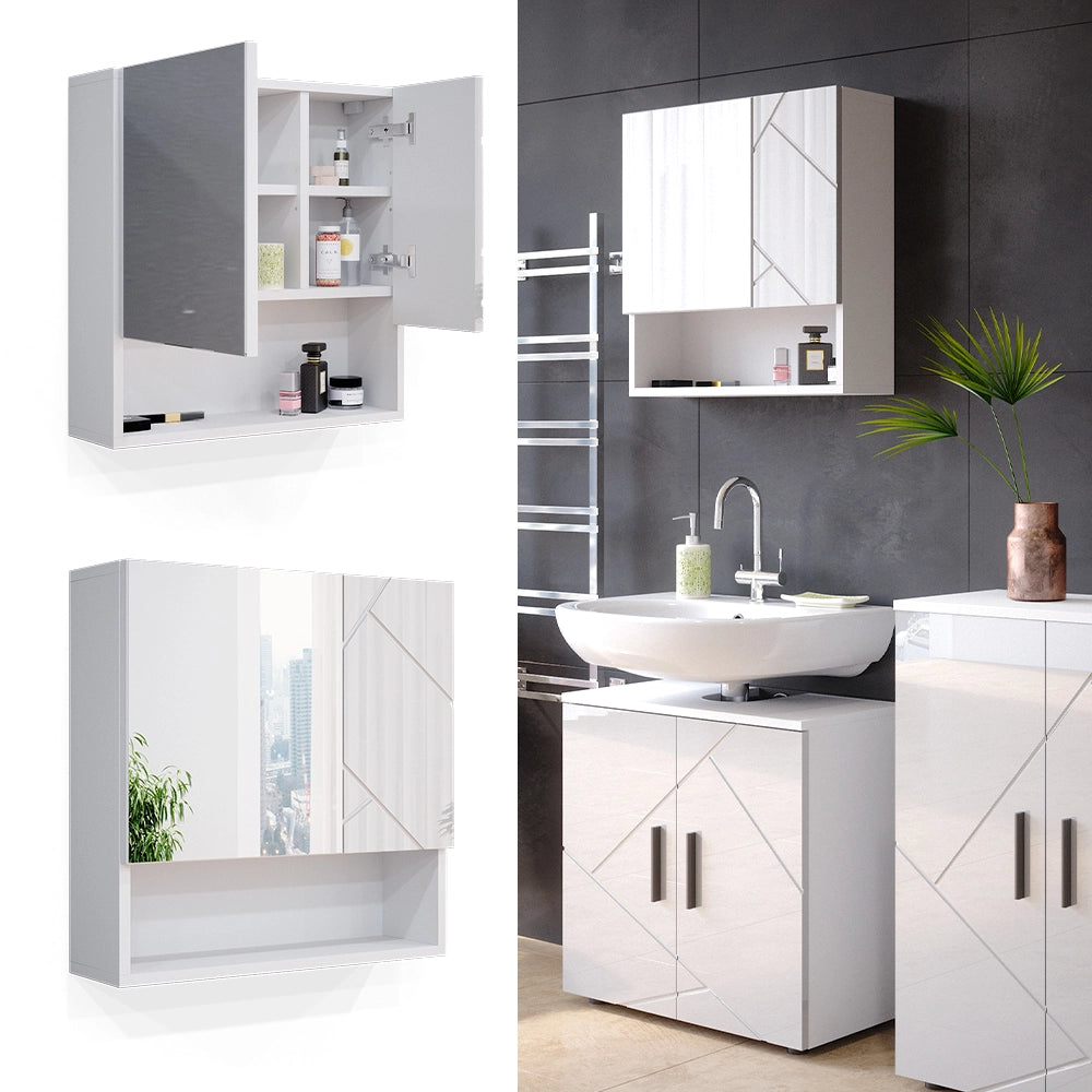 Vicco Specchio contenitore bagno Bianco lucido 16.9 x 55 cm