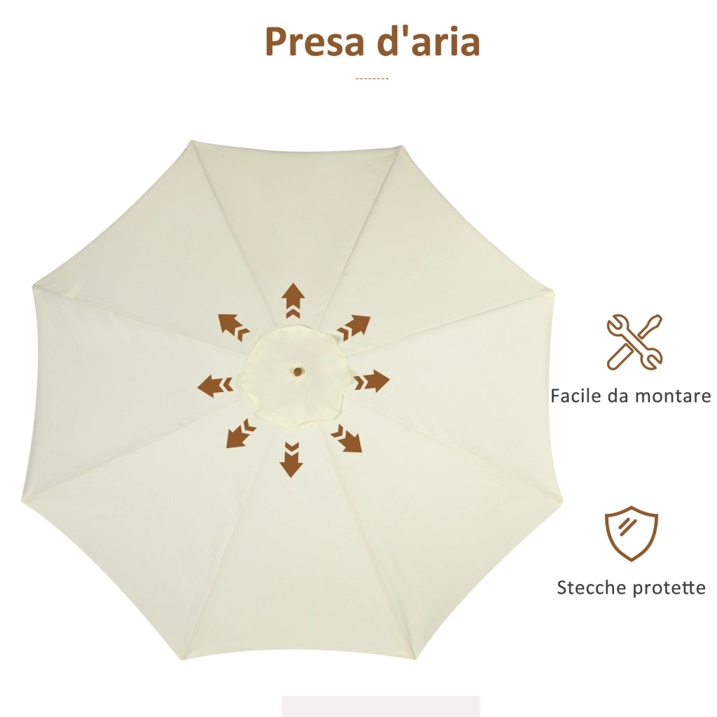 Ombrellone da Giardino con Doppio Tettuccio, in Legno di Bamb¨´ e Poliestere, ?325x250 cm, Beige