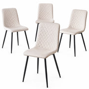 Set 4 Sedie Beige con Rivestimento in Velluto e Piedi Neri Seduta Ergonomica