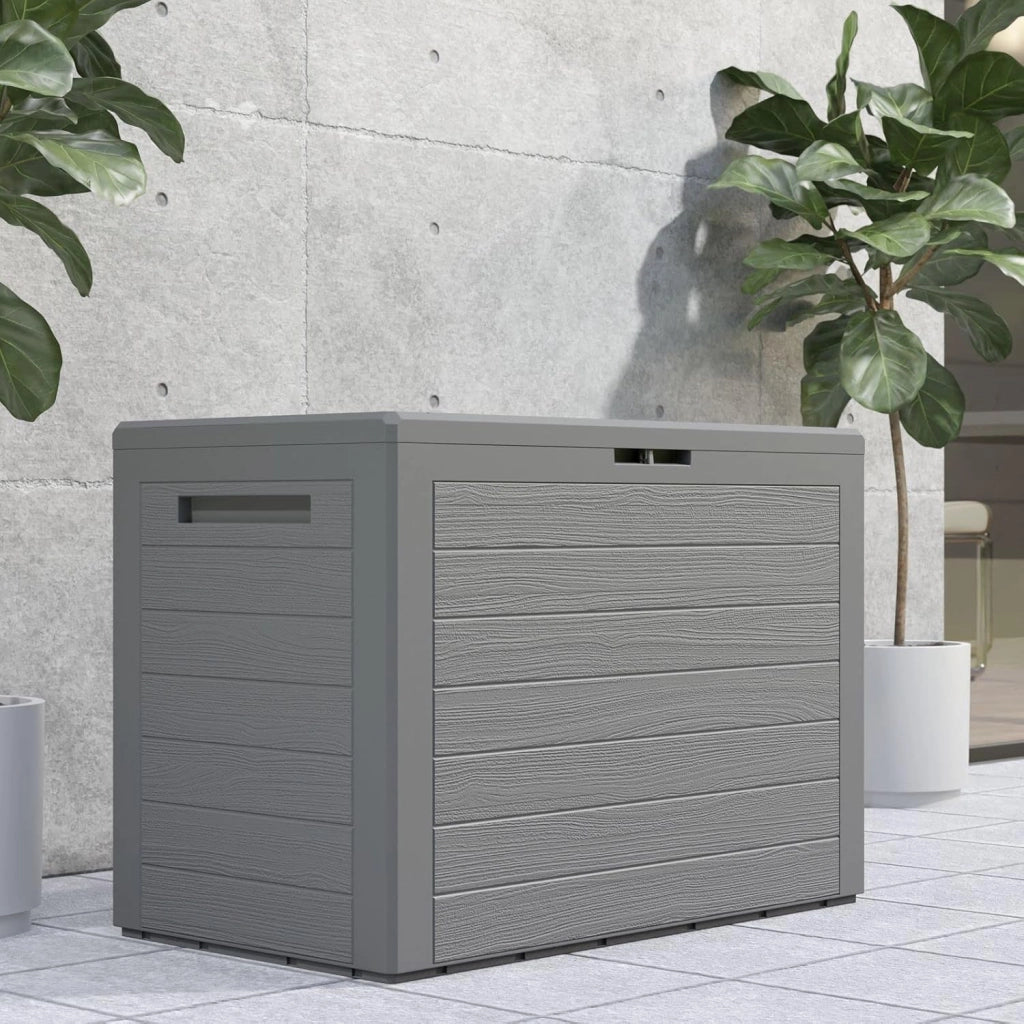 Casaria® Baule da Giardino Lille 190 L Effetto Legno Orgenizer Box Giocattoli 78x44x55cm Multibox Impermeabile Esterni