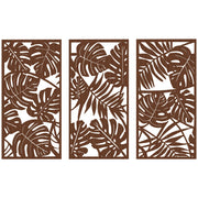Quadro Legno 40x80 cm 3D Foglie Tropicali ¨C zephmum ¨C 3 Pezzi 40x80 cm