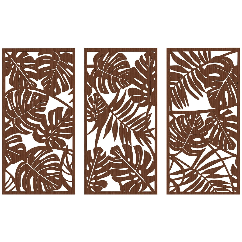 Quadro Legno 40x80 cm 3D Foglie Tropicali ¨C zephmum ¨C 3 Pezzi 40x80 cm
