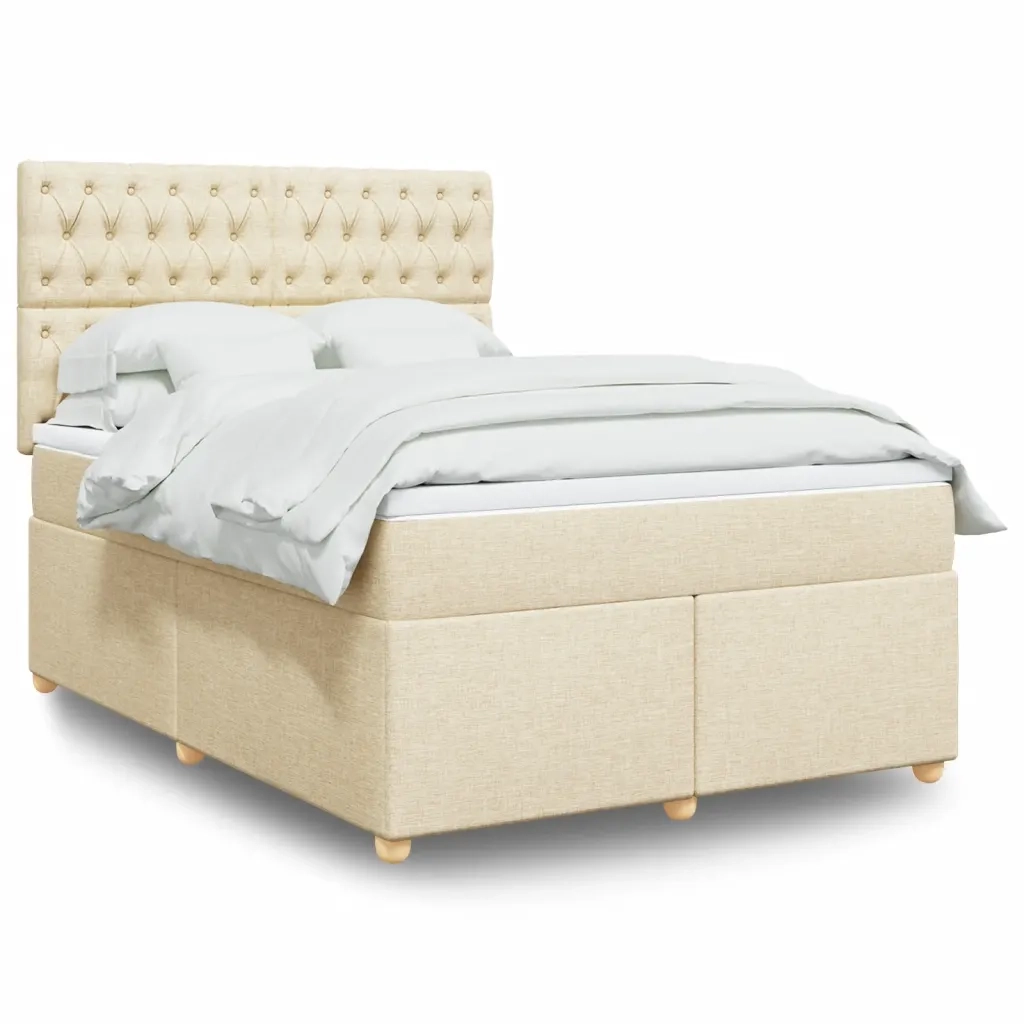Giroletto a Molle con Materasso Crema 140x200 cm in Tessuto