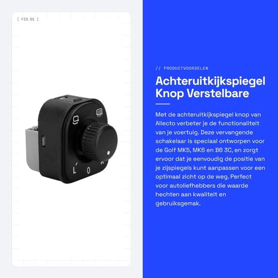 Specchio retrovisore regolabile interruttore - Alta qualità - Nero - Per Golf MK5 MK6 B6 3C