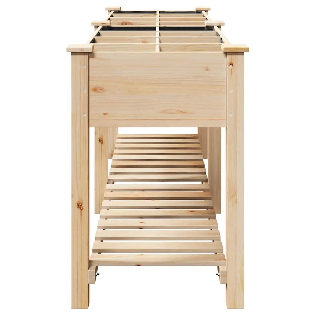 Fioriera da giardino minimalista con ripiano 115 x 59 x 76 cm in legno di abete beige 02_0058852