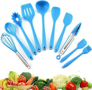 Set di utensili per cucina da 5 colori a 10 pezzi - padella non-stick - spatola in silicone - resistente al calore - blu