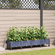 Vaso da Giardino con Irrigazione e Ruote 4 pz Grigio PP 3423145
