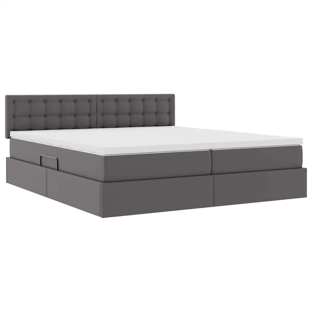Letto con Contenitore Grigio 180 x 200 cm Pelle Sintetica