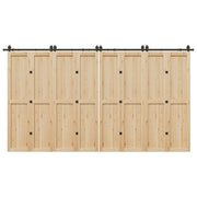 Kit di Binari per Porte Scorrevoli 400 cm Acciaio Nero
