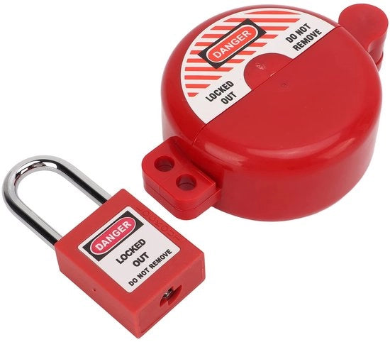 Ventielslot per Propaantank - Massima Dimensione 80 mm - Tecnico in Plastica - Resistente al Calore - Chiusura a Chiave - Blocco di Sicurezza per Propaantank - Tecnica di Blocco di Sicurezza - Massima Dimensione 80 mm