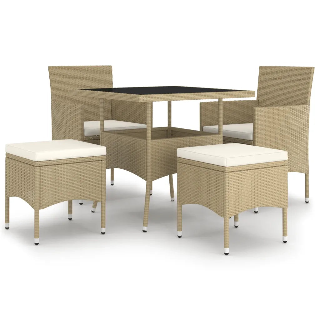 Set da Pranzo per Giardino 5 pz in Polyrattan Beige 3058330